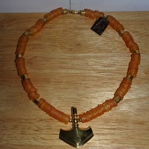 Vtg. Biagi Faux Beaded Shell Pendant Necklace